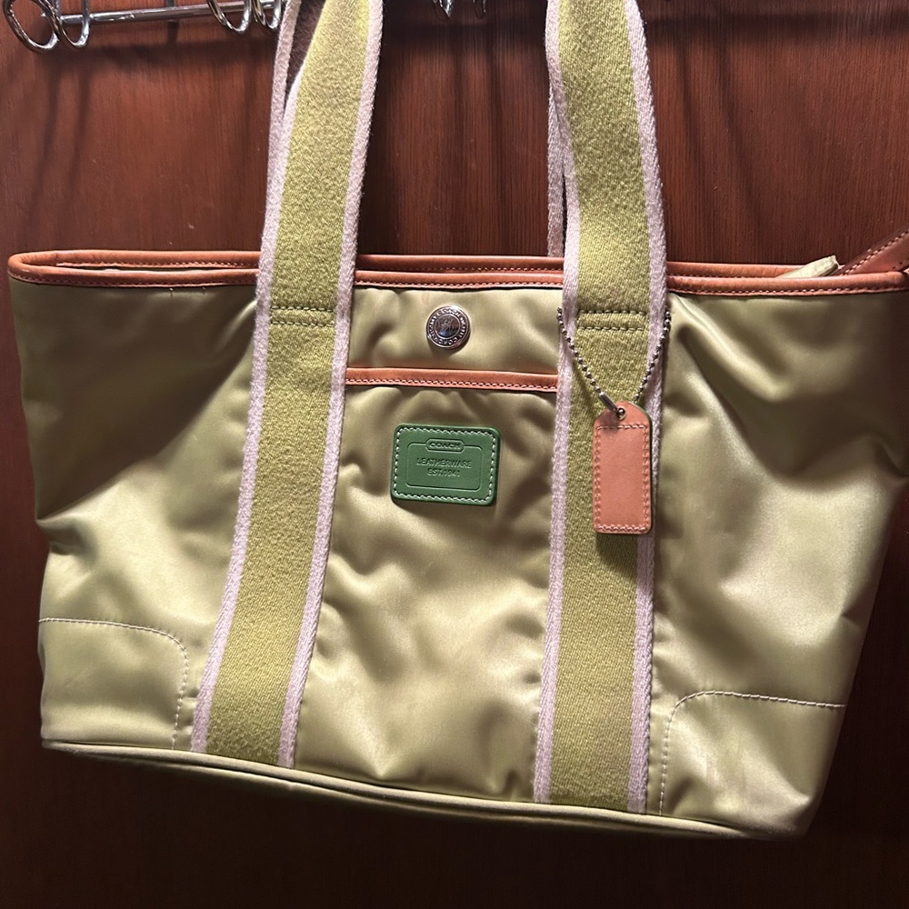 Coach Olive and Tan Tote Bag